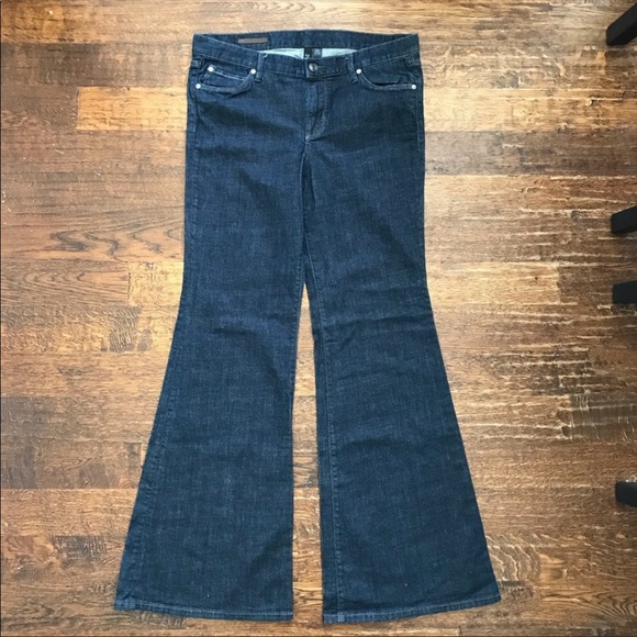 Club Monaco Dark Wash Ella Flare Jeans - Picture 2 of 13